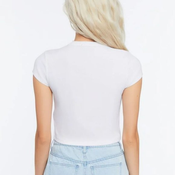 Forever 21 Palm Beach Graphic Cropped Tea - Picture 2 of 5